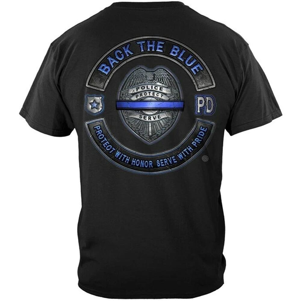 Back The Blue T Shirt Police Officer USA Protect With Honor Serve With Pride